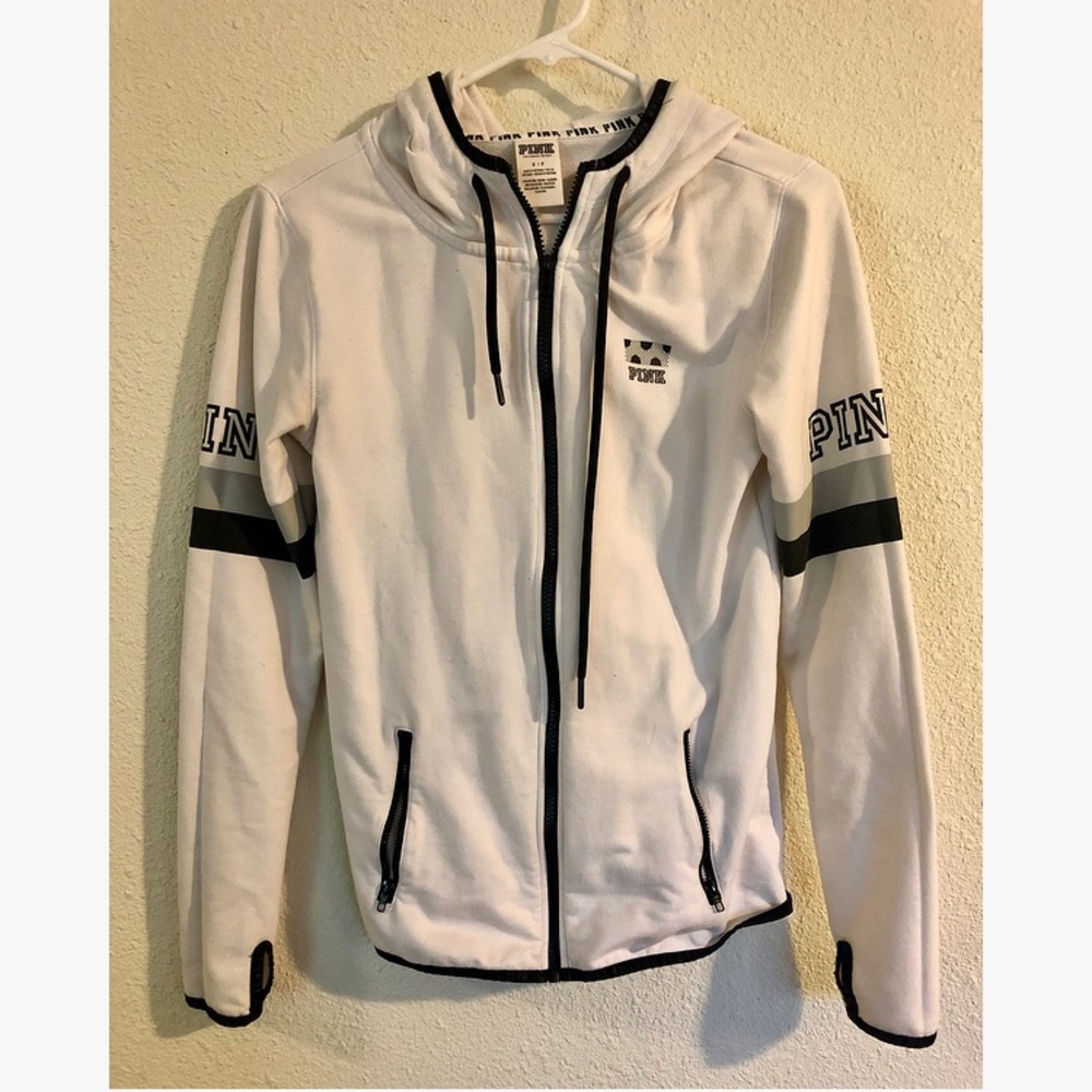 Pink athletic zip up sweater